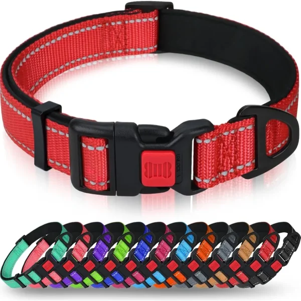 Reflective Dog Collar with Safety Locking Buckle