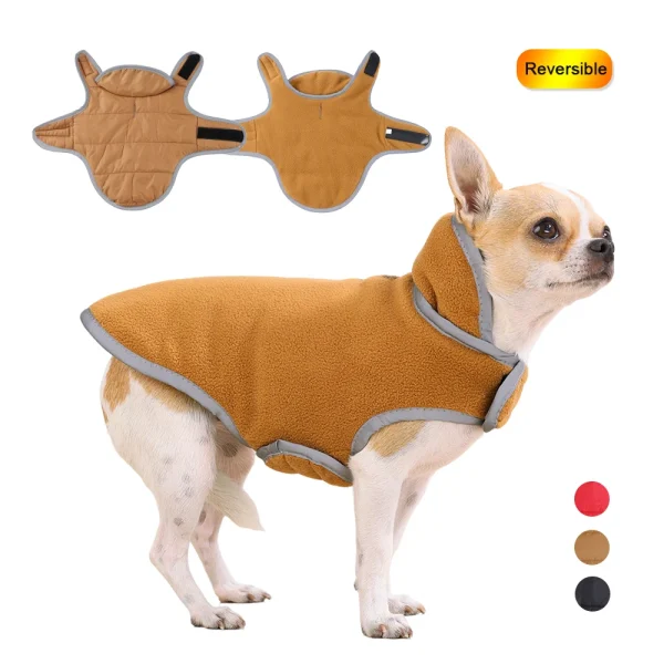 Reversible Reflective Cozy Fleece Coat  For Pets